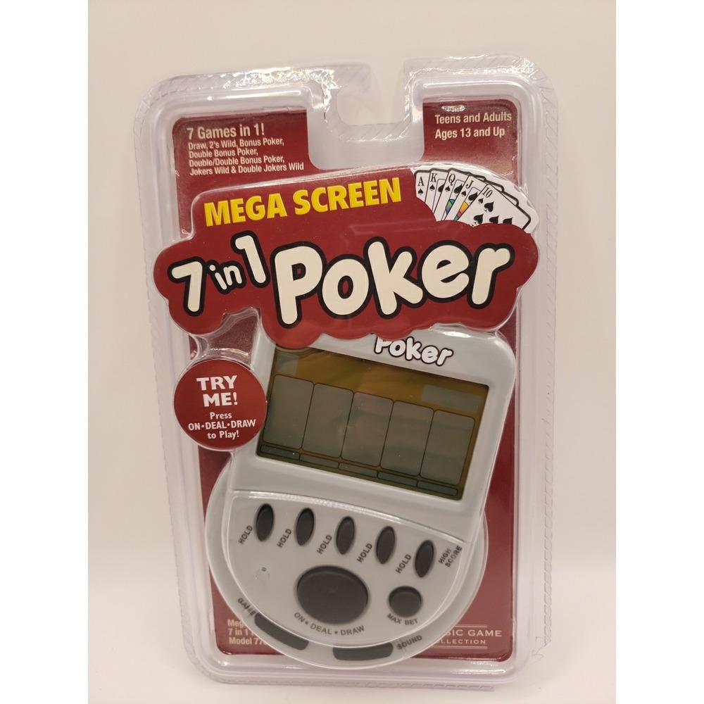 NEW Mega Screen 7 in 1 Poker Handheld Electronic Card Game Model 77801 SEALED